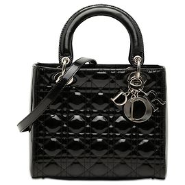 Dior Black Medium Patent Cannage Lady Dior