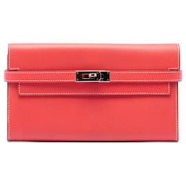 Hermès Kelly Longue Portemonnaie aus pinkem Epsom-Leder