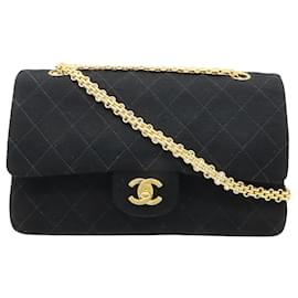 Chanel Black Medium Classic Jersey Bijoux Chain Double Flap