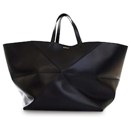 LOEWE Black XXL Shiny Calfskin Puzzle Fold Tote - Loewe
