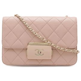 Chanel Pink Mini Quilted Sheepskin Beauty Lock Flap