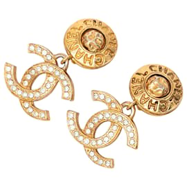 Orecchini a clip Chanel Gold Gold Plated CC Strass Drop