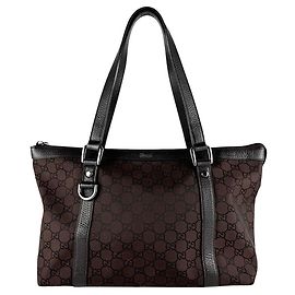 Sac à main Gucci en toile de nylon marron et cuir