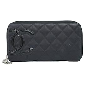Chanel Cambon Zip Around Lambskin Acolchado Long