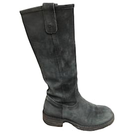 Autre Marque Fiorentini + Baker hohe Stiefel aus grauem Wildleder