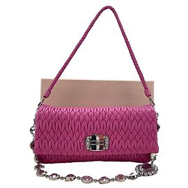 Borsa a tracolla 3-way in nappa e cristalli Miu Miu