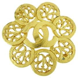 Chanel Vintage CC Flower Metallo Texturizzato