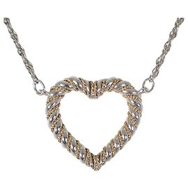 Tiffany & Co. Twist Heart Kombinationsanhänger-Halskette aus 925/750 Silber
