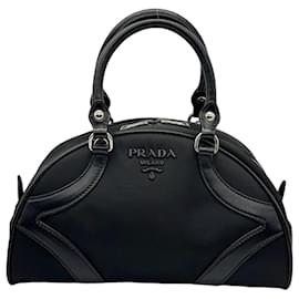 Borsa Bowler Prada in nylon e pelle nera