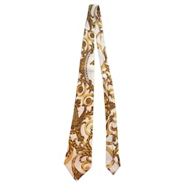 Hermès Seidenkrawatte mit goldenem Barockmuster