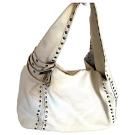 Jimmy Choo Borsa Hobo in Pelle Avorio con Borchie