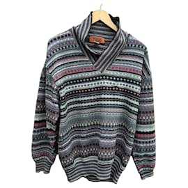 Missoni Uomo Mehrfarbiger Gestreifter Wollpullover