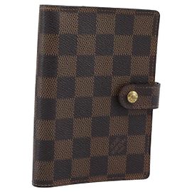 LOUIS VUITTON Damier Ebene Agenda PM Day Planner Cover R20700 LV Auth BA13650