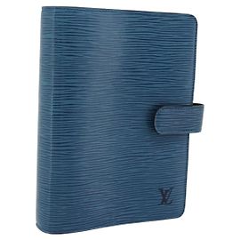 LOUIS VUITTON Epi Agenda MM Day Planner Cover Blue R20055 LV Auth 189229
