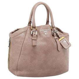 Bolso PRADA Vittero Dino Leather Rosa Oro Plata Auténtico 186426V