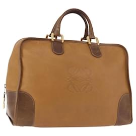Borsa Boston LOEWE Anagram in pelle marrone oro Auth bs35675