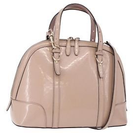 Borsa GUCCI Micro GG Canvas in pelle vernice 2way Beige Oro 309617 Auth BA13572