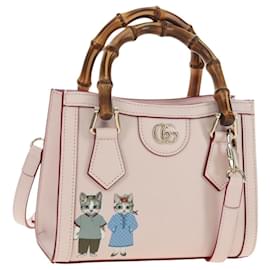 Borsa a Mano GUCCI Bamboo in Pelle 3way Oro Rosa 841488 Auth 185846SM - Gucci