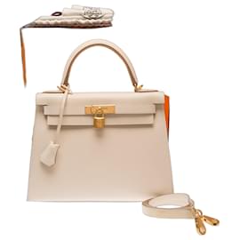 Hermès Bolso HERMES Kelly 28 en Cuero Blanco - 103686
