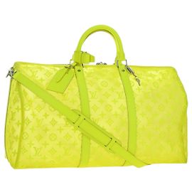 LOUIS VUITTON See Through Keepall Bandouliere 50 Bolsa Amarela M55380 Auth 188862SAM