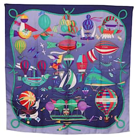 Hermès Sciarpa HERMES Carre90 in seta "LES FOLIES DU CIEL" Blu Autentica 188021