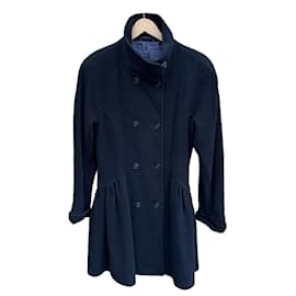 Max Mara Double-Breasted Black Wool Peplum Coat