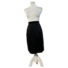 Vintage Balenciaga Seidenrock mit schwarzem Samtbund