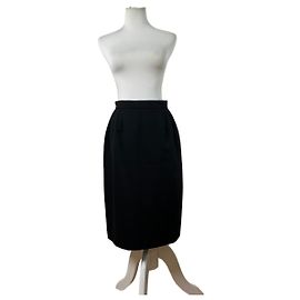 Chloé Falda vintage Chloe de mezcla de lana negra L