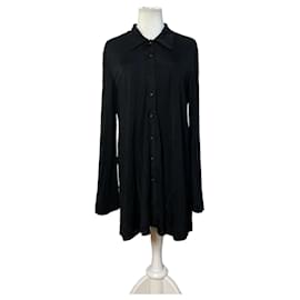 Vintage Fendi Logo-Knopf Hemd aus Rayon Schwarz M