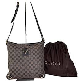 Vintage Gucci GG Supreme Shoulder Bag Beige Brown Gold