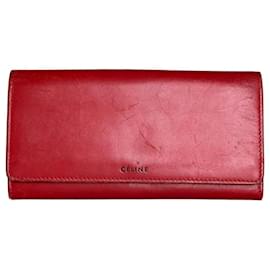 Vintage Celine Leder-Langgeldbörse Rot - Céline