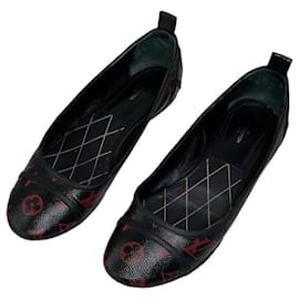 Ballerine Vintage Louis Vuitton Monogram Canvas Nero Rosso EU38.5