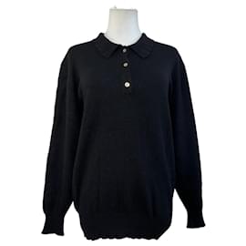 Suéter de lana vintage Chloé negro con botones dorados L