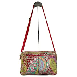 Vintage Etro Umhängetasche aus Baumwolle mit Paisley-Print Rot Grün Blau - Autre Marque