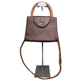 Autre Marque Bolsa de mão de couro Vintage Etro com estampa Paisley Borgonha Marrom