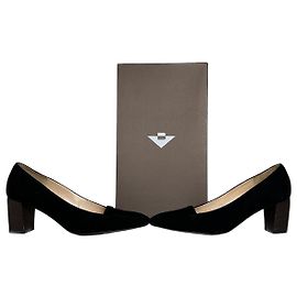 Décolleté con tacco a blocco in scamosciato vintage Bottega Veneta nero