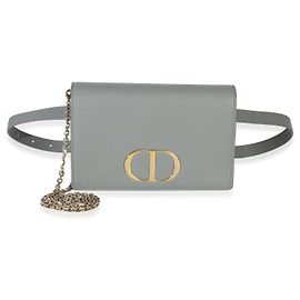 Pochette 2-in-1 30 Montaigne in pelle di vitello granulata blu Christian Dior