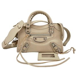 Borsa a 2 vie Balenciaga Mini City in Beige