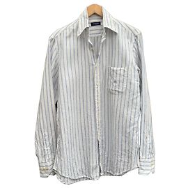 Camicia Burberry London in lino a righe bianco e azzurro
