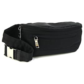 Borsa a tracolla Prada 2VL008 in nylon e pelle nera