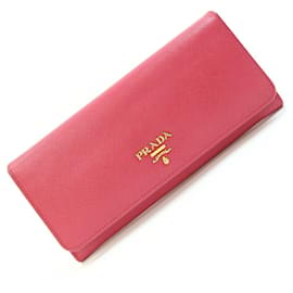 Prada Bi-fold Long Wallet aus rosa Leder