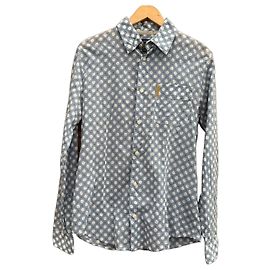Camicia Armani Jeans azzurra a pois in cotone