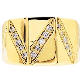 Autre Marque Anello in oro giallo con linee di diamanti