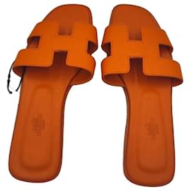 Oran orangefarbene Ledersandalen Hermès * Größe 38 *