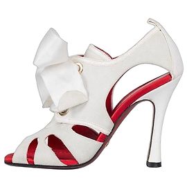 Décolleté con tacco a spillo con lacci in scamosciato bianco Dolce & Gabbana Taglia 37.5 usato