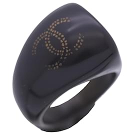 Chanel CC Logo Ring aus schwarzem Harz