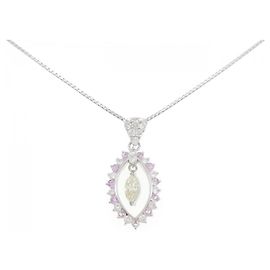 Autre Marque Collana in Zaffiro e Diamante Pt900 Pt850