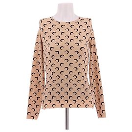 Marine Serre Top beige con lune nere