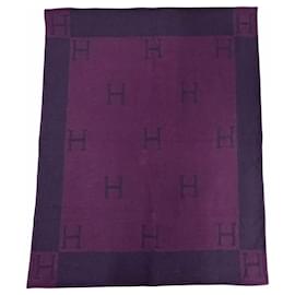 Couverture en mélange de cachemire Hermes Vintage Avalon H Logo - Hermès