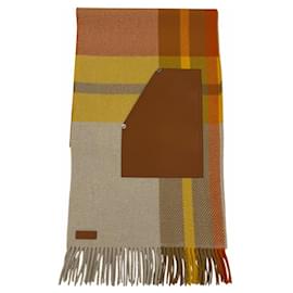 Sciarpa in cashmere e pelle di agnello arancione Hermes - Hermès